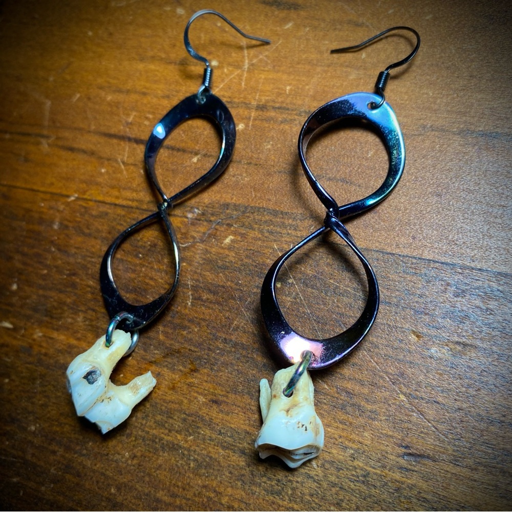 Deer Teeth Anodized Infinity Loop Earrings
